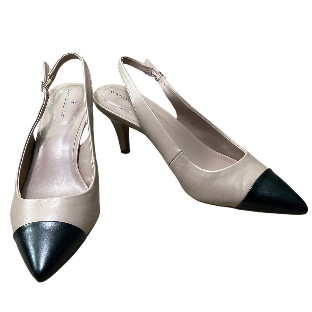 Bandolino Women's Cream and Black Slingback Heels size 7